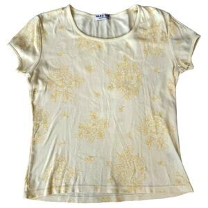 Vintage Hang Ten Beach Surf T-Shirt, Yellow Floral, Women's Size LARGE